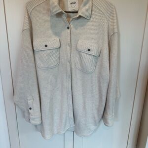 Aerie Cream Waffle Knit Shirt